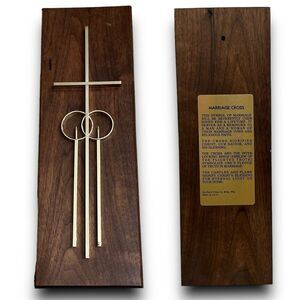 Vintage Marriage Cross Wall Plaque Mid-Century Modern Symbol of Marriage